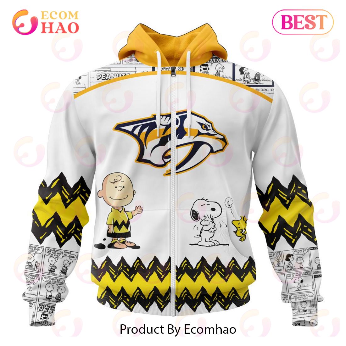 Personalized NHL Nashville Predators Special Peanuts Design 3D Hoodie