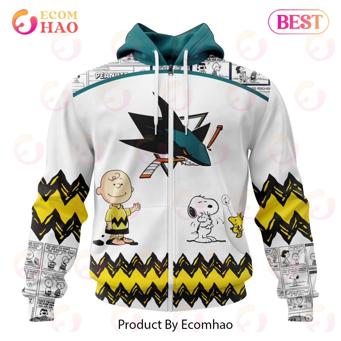 Personalized NHL San Jose Sharks Special Peanuts Design 3D Hoodie