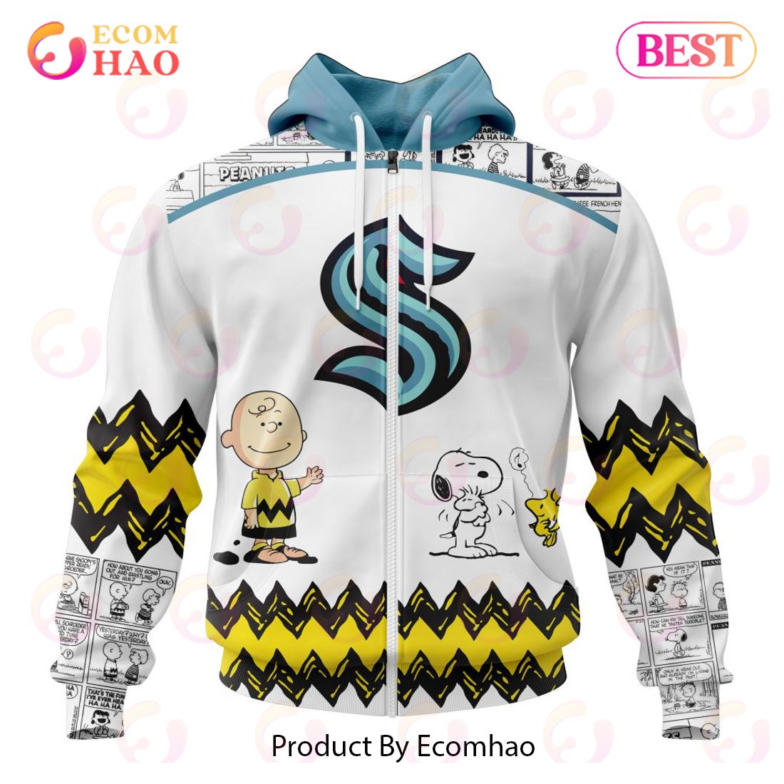 Personalized NHL Seattle Kraken Special Peanuts Design 3D Hoodie