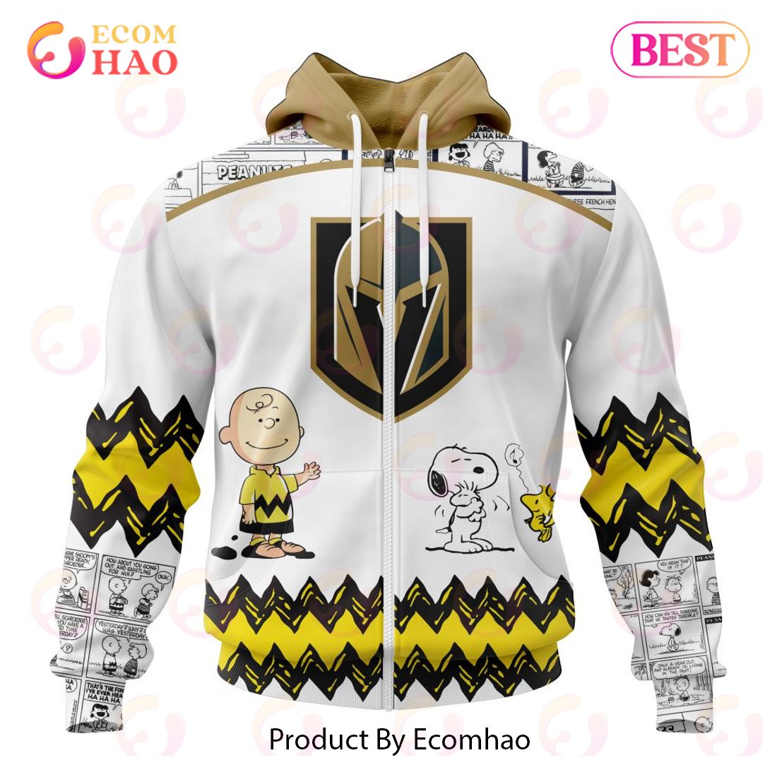 Personalized NHL Vegas Golden Knights Special Peanuts Design 3D Hoodie