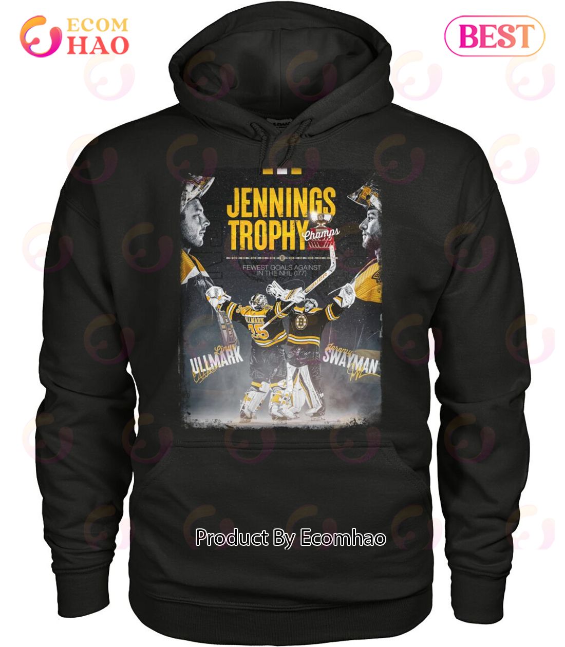 Jennings Trophy Champs Fewest Goals Against  In The NHL Linus Ullmark And Jeremy Swayman T-Shirt