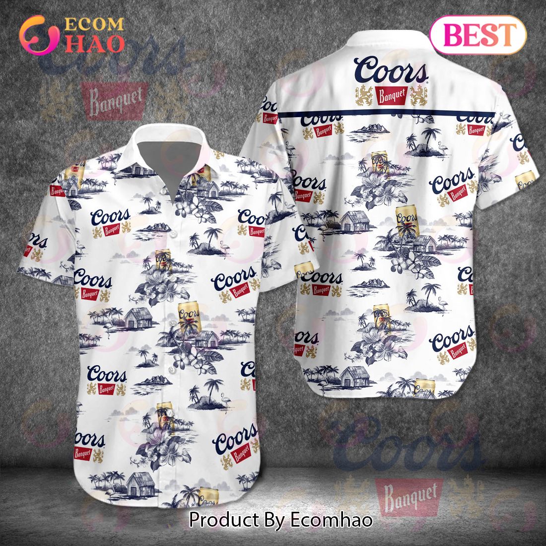 Coors Banquet Pineapple Design Hawaiian Shirt