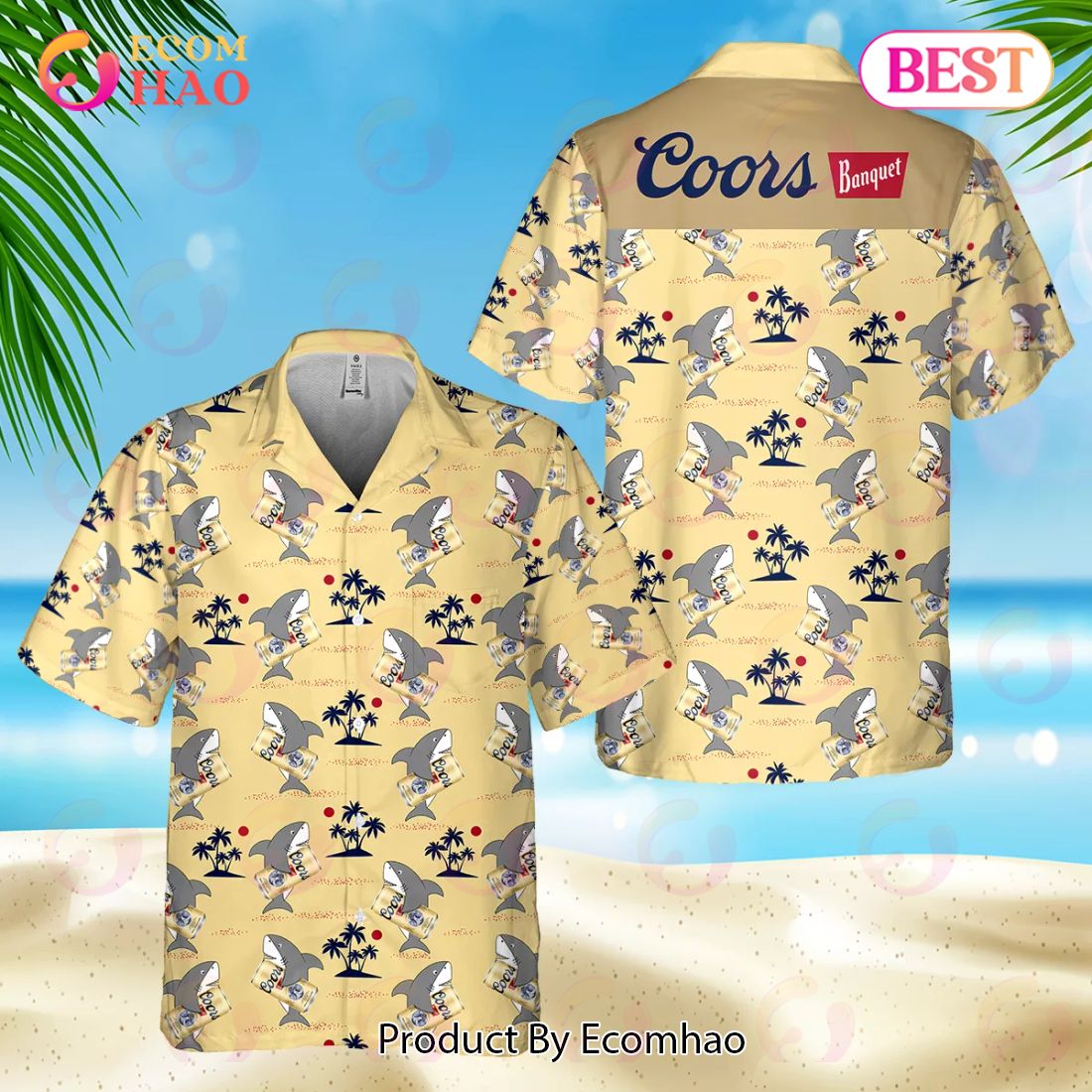 Coors Banquet Shark Summer Hawaiian Shirt