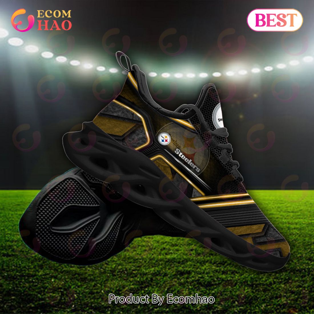 NEW NFL Pittsburgh Steelers Custom Name Max Soul Sneaker