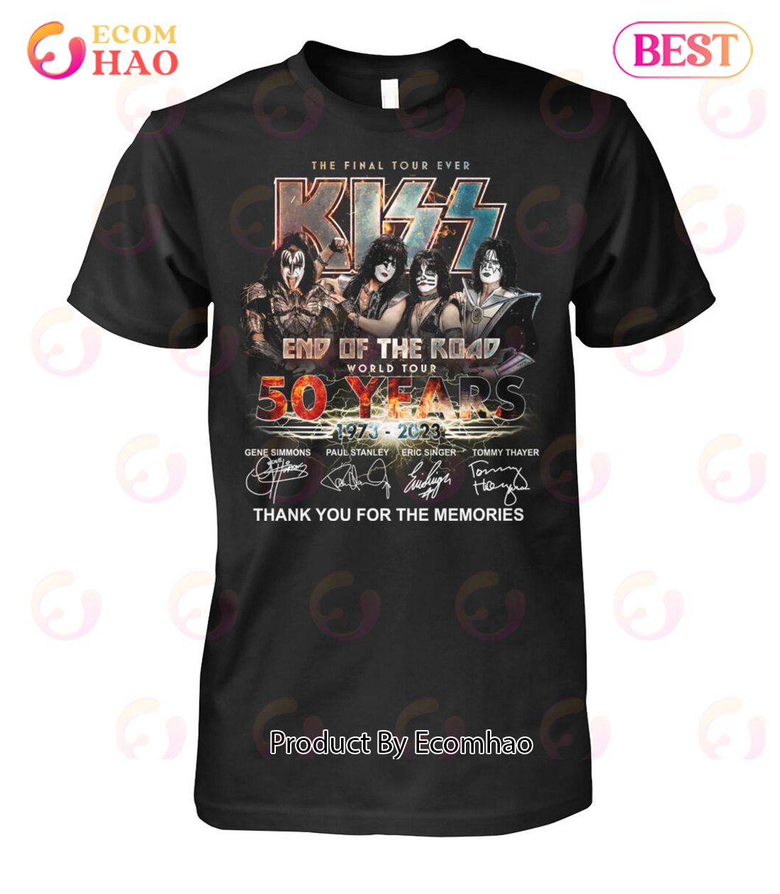 T-shirt Officiel KISS 'End Of The Road Tour' – Logo Orange – Coton Souple, Unisexe – Tailles S à XXL