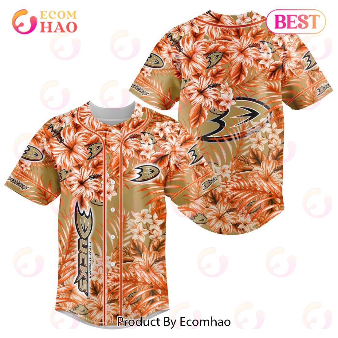 NHL Anaheim Ducks Special Hawaiian Design Baseball Jersey