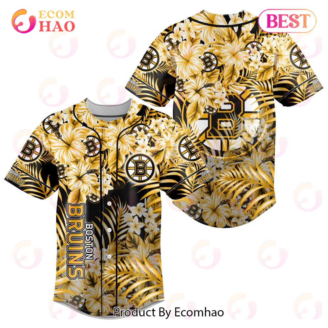 NHL Boston Bruins Special Hawaiian Design Baseball Jersey