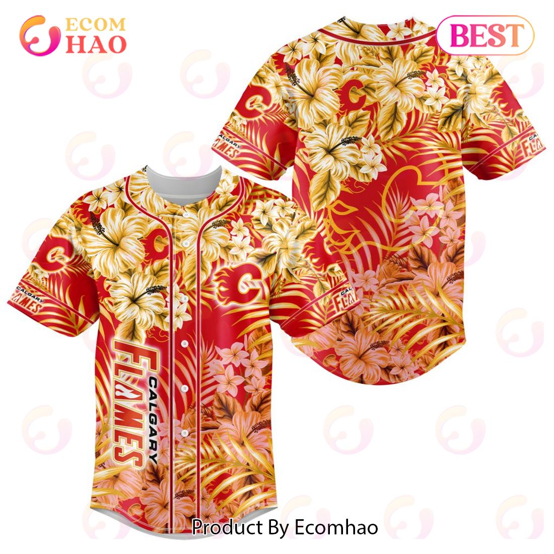 NHL Calgary Flames Special Hawaiian Design Baseball Jersey