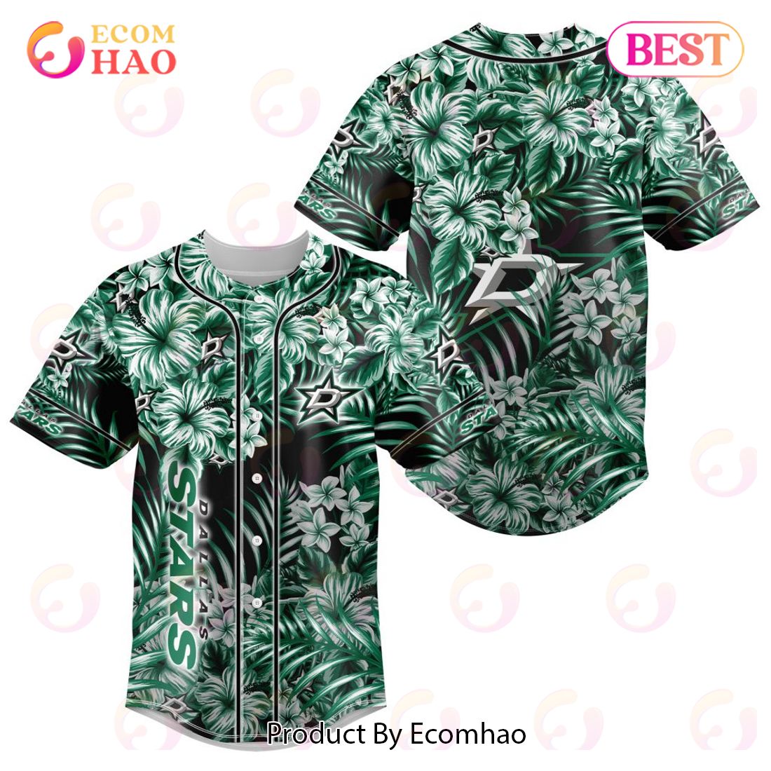 NHL Dallas Stars Special Hawaiian Design Baseball Jersey