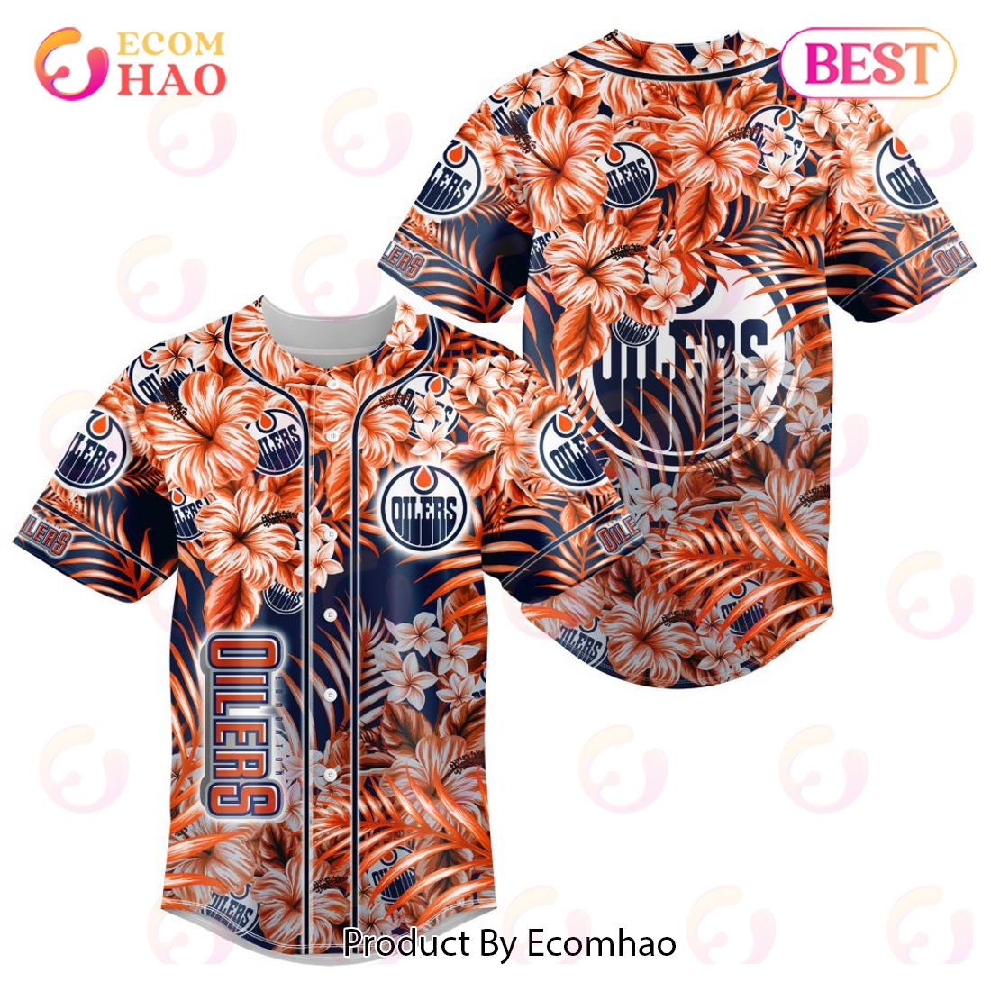 NHL Edmonton Oilers Special Hawaiian Design Baseball Jersey