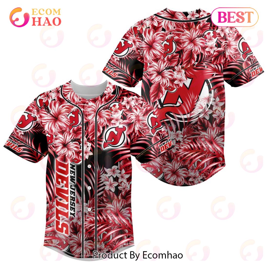 NHL New Jersey Devils Special Hawaiian Design Baseball Jersey