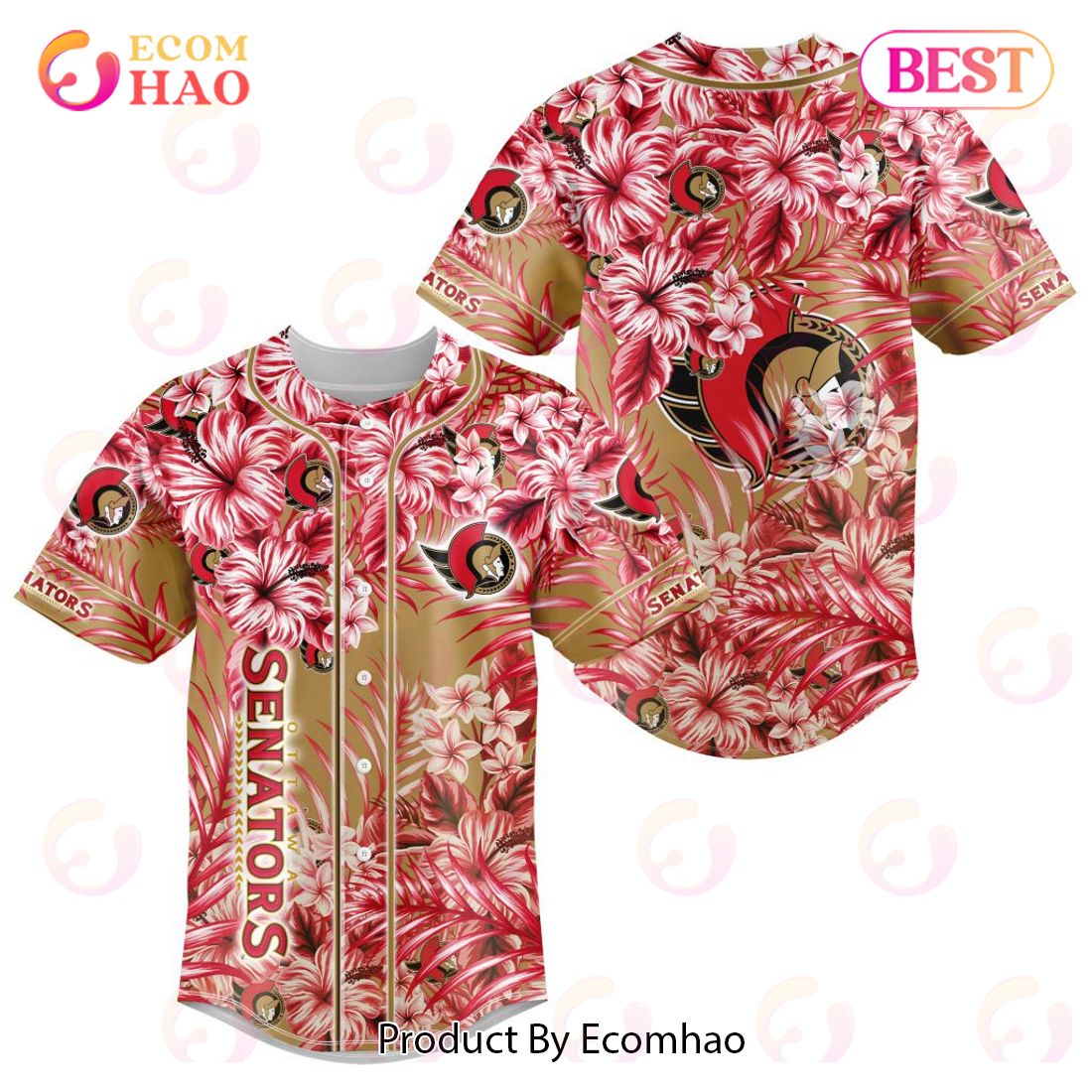 NHL Ottawa Senators Special Hawaiian Design Baseball Jersey