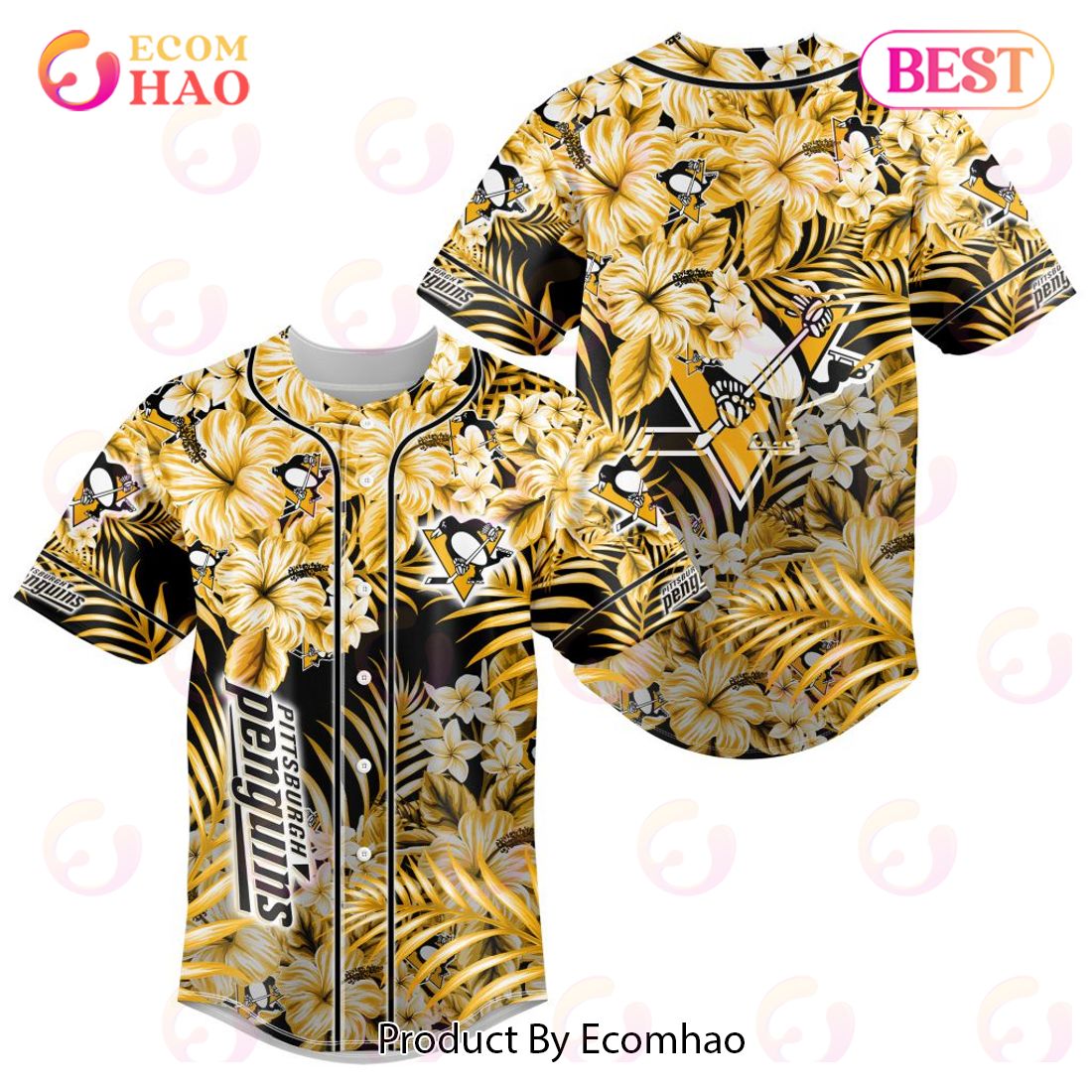 NHL Pittsburgh Penguins Special Hawaiian Design Baseball Jersey