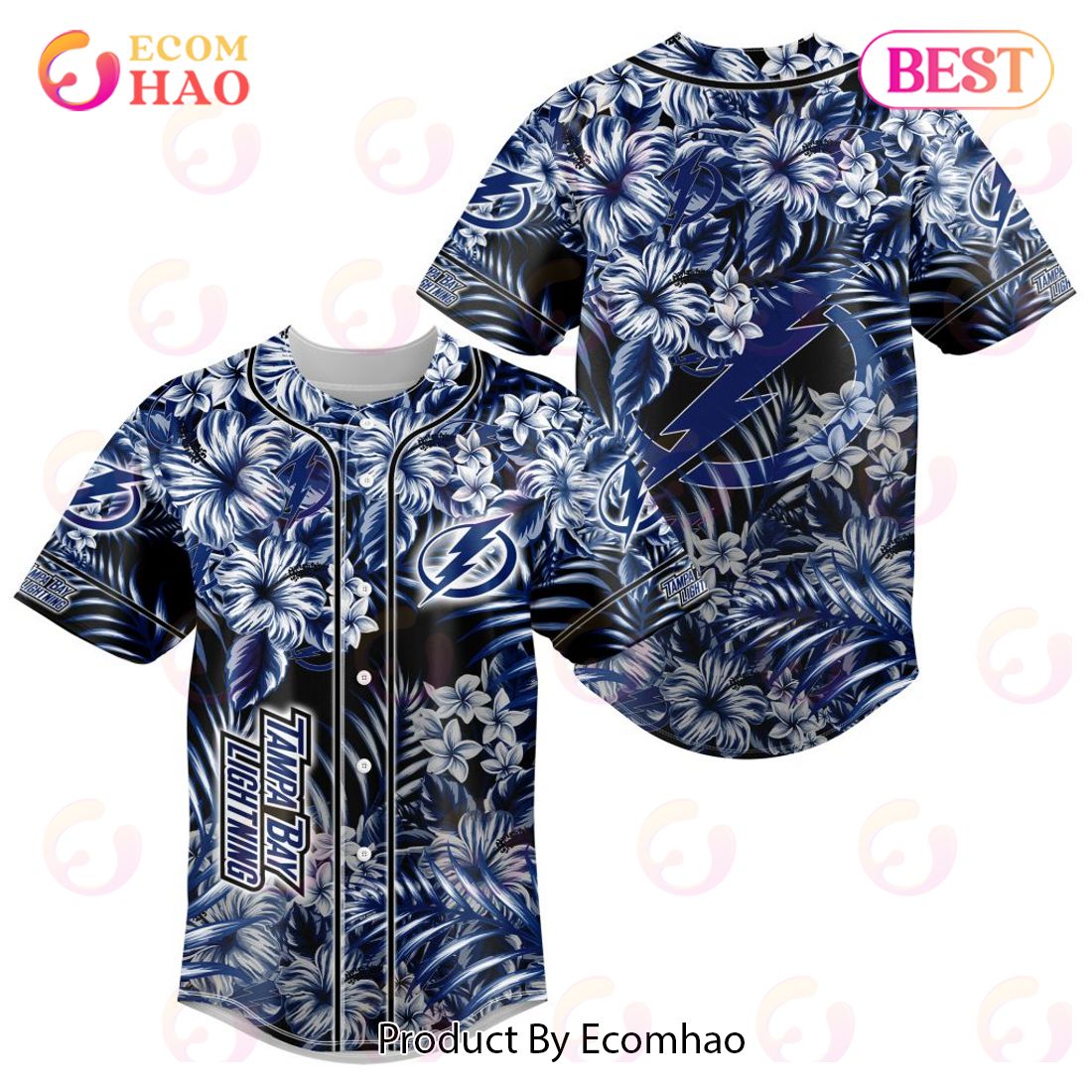 NHL Tampa Bay Lightning Special Hawaiian Design Baseball Jersey