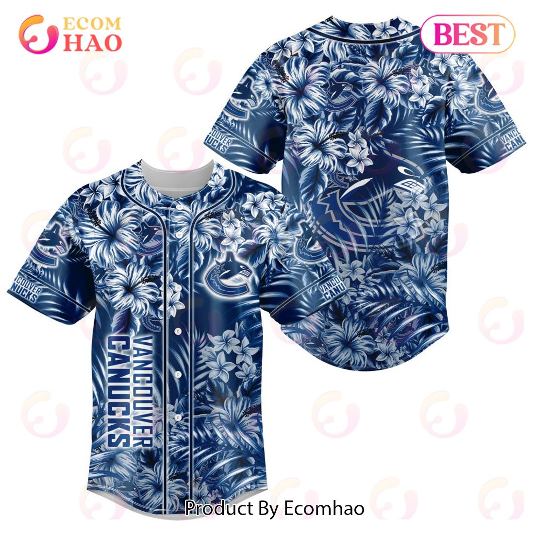 NHL Vancouver Canucks Special Hawaiian Design Baseball Jersey