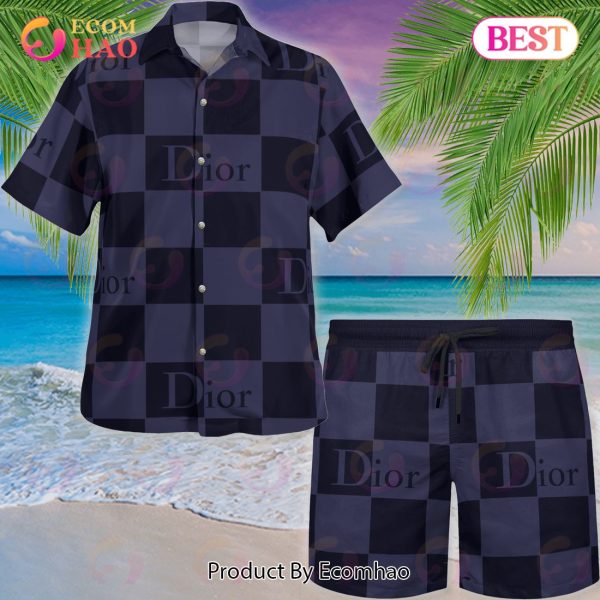 NEW Christian Dior Black Mix Violet Hot 2023 Hawaiian Shirt & Beach Shorts