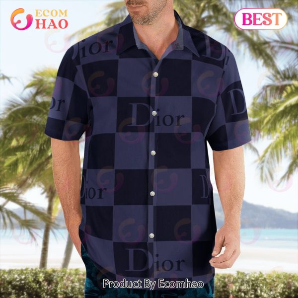 NEW Christian Dior Black Mix Violet Hot 2023 Hawaiian Shirt & Beach Shorts