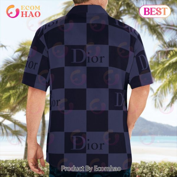 NEW Christian Dior Black Mix Violet Hot 2023 Hawaiian Shirt & Beach Shorts