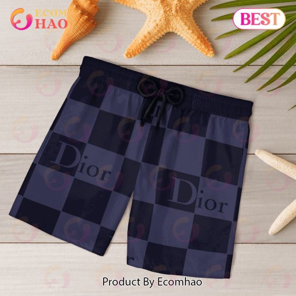 NEW Christian Dior Black Mix Violet Hot 2023 Hawaiian Shirt & Beach Shorts