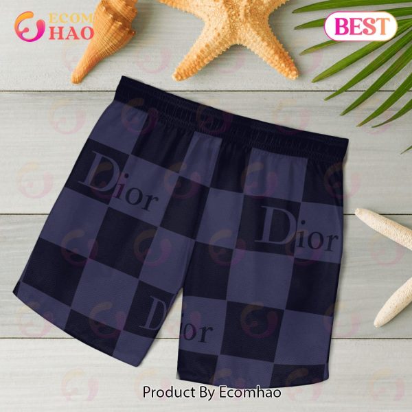 NEW Christian Dior Black Mix Violet Hot 2023 Hawaiian Shirt & Beach Shorts