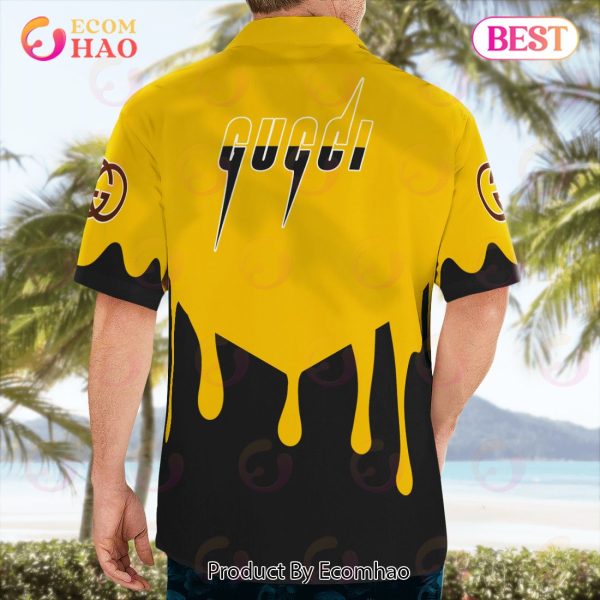 NEW Gucci Bee Black Gold Hawaiian Shirt & Beach Shorts