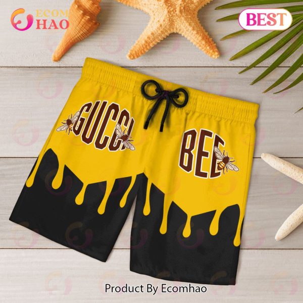 NEW Gucci Bee Black Gold Hawaiian Shirt & Beach Shorts