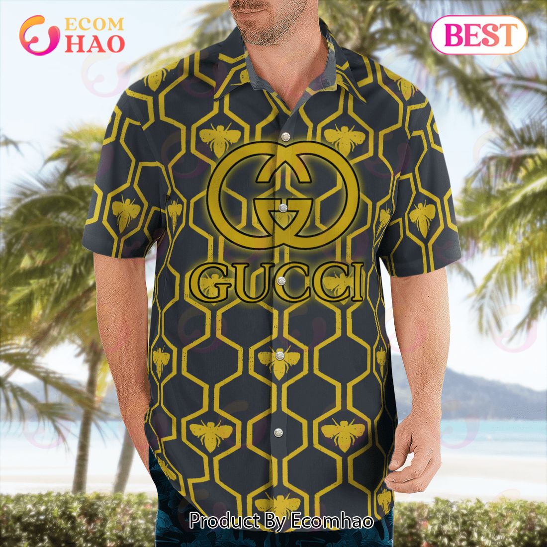 NEW Gucci Bee Hawaiian Shirt & Beach Shorts Luxury Items