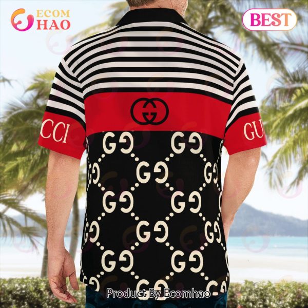 NEW Gucci Black Mix Red Hawaiian Shirt & Beach Shorts