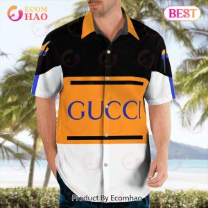 NEW Gucci Black White Orange Hot Summer 2023 Hawaiian Shirt & Beach Shorts