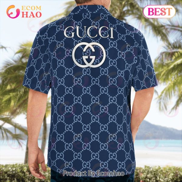 NEW Gucci Blue Color Hawaiian Shirt & Beach Shorts