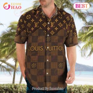 Louis Vuitton Monogram Black Mix Gold Hawaiian Shirt And Beach