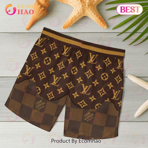 NEW Louis Vuitton Paris Brown Color Hawaiian Shirt & Beach Shorts