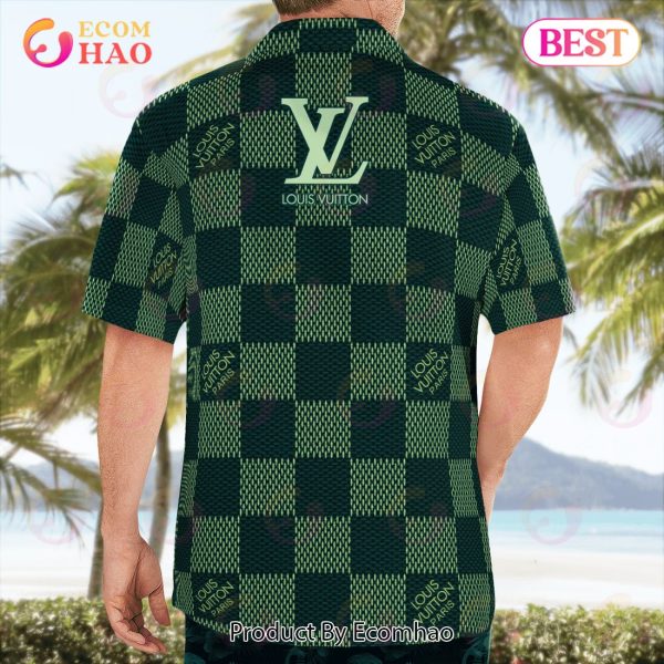 NEW Louis Vuitton Paris Green Color Hawaiian Shirt & Beach Shorts