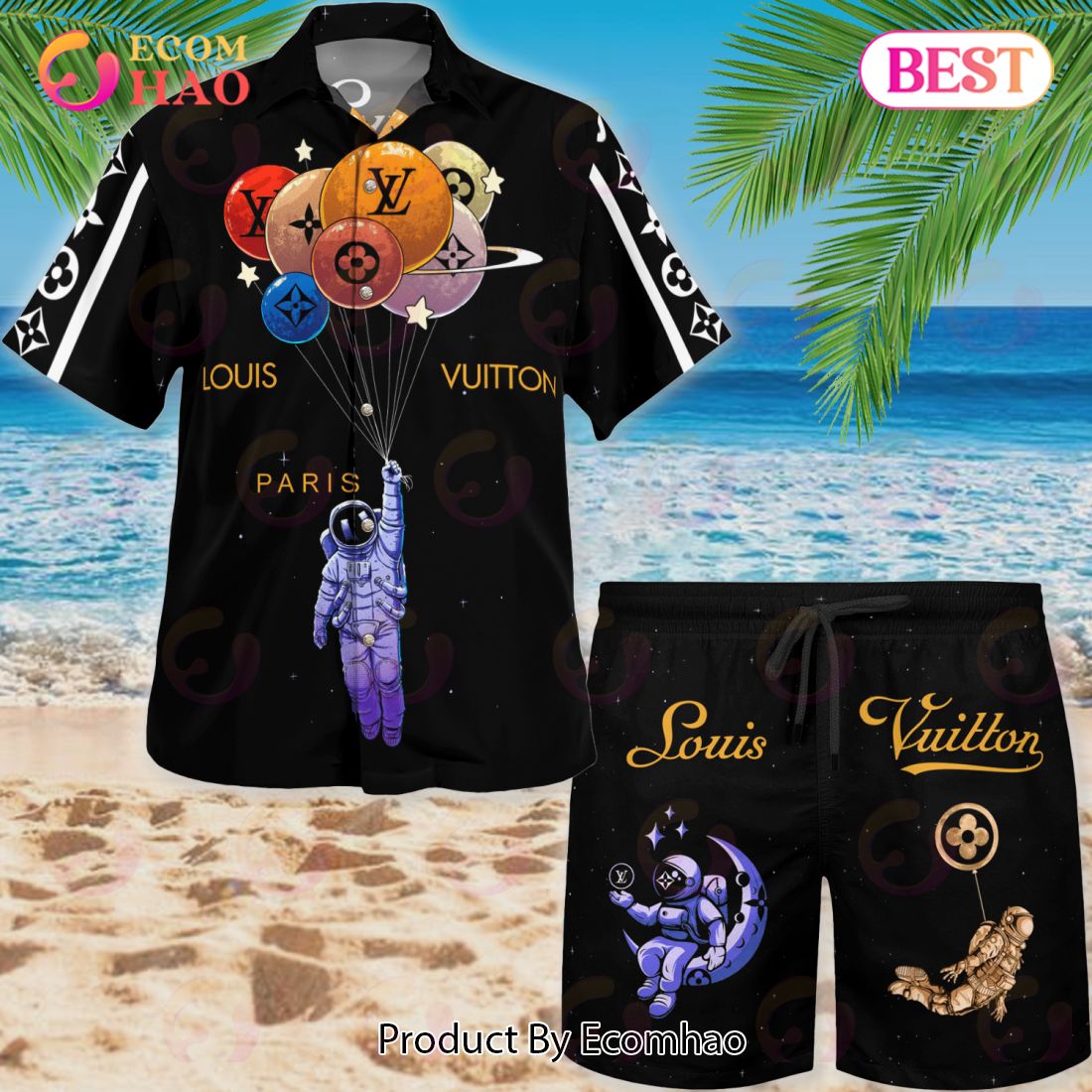 NEW Louis Vuitton Mix Supreme Hawaiian Shirt & Beach Shorts - Ecomhao Store