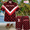 NEW Louis Vuitton Red Color Hawaiian Shirt & Beach Shorts