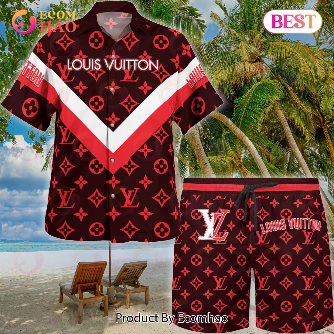 Lv paris brand hawaiian shirt beach shorts in 2023