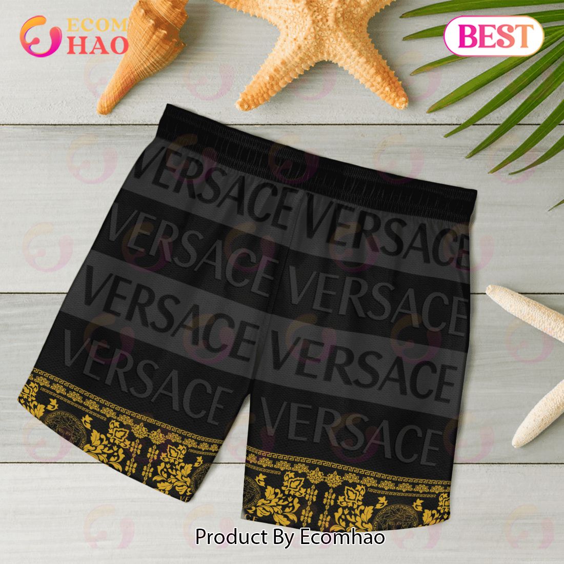 NEW Versace Black Color Hawaiian Shirt & Beach Shorts - Limotees