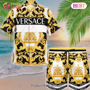 NEW Versace Black Gold Hawaiian Shirt & Beach Shorts NEW Versace Black Gold Hawaiian Shirt & Beach Shorts