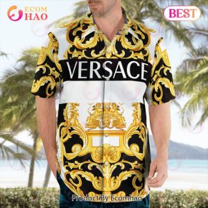 NEW Versace Black Gold Hawaiian Shirt & Beach Shorts NEW Versace Black Gold Hawaiian Shirt & Beach Shorts