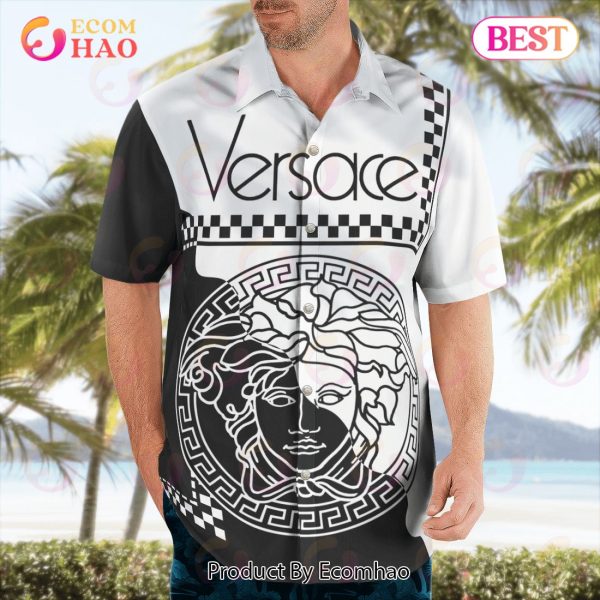 NEW Versace Black White Hot Summer 2023 Hawaiian Shirt & Beach Shorts