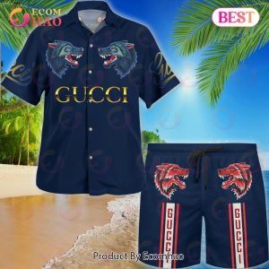 NEW Gucci Wolves Hawaiian Shirt & Beach Shorts