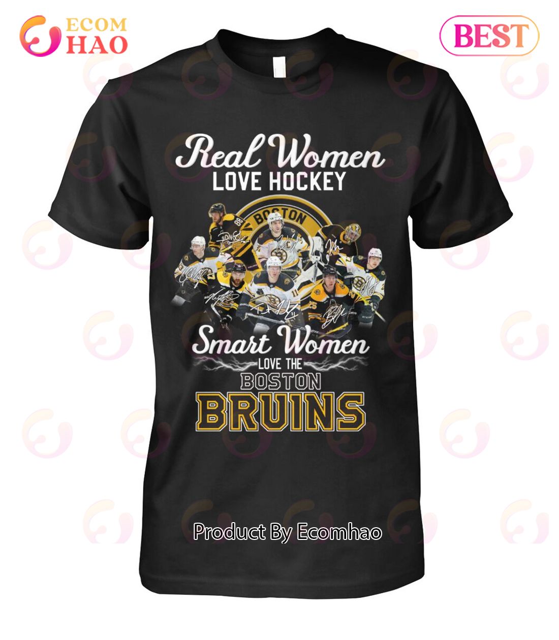 Real Women Love Hockey Smart Women Love The Boston Bruins T-Shirt