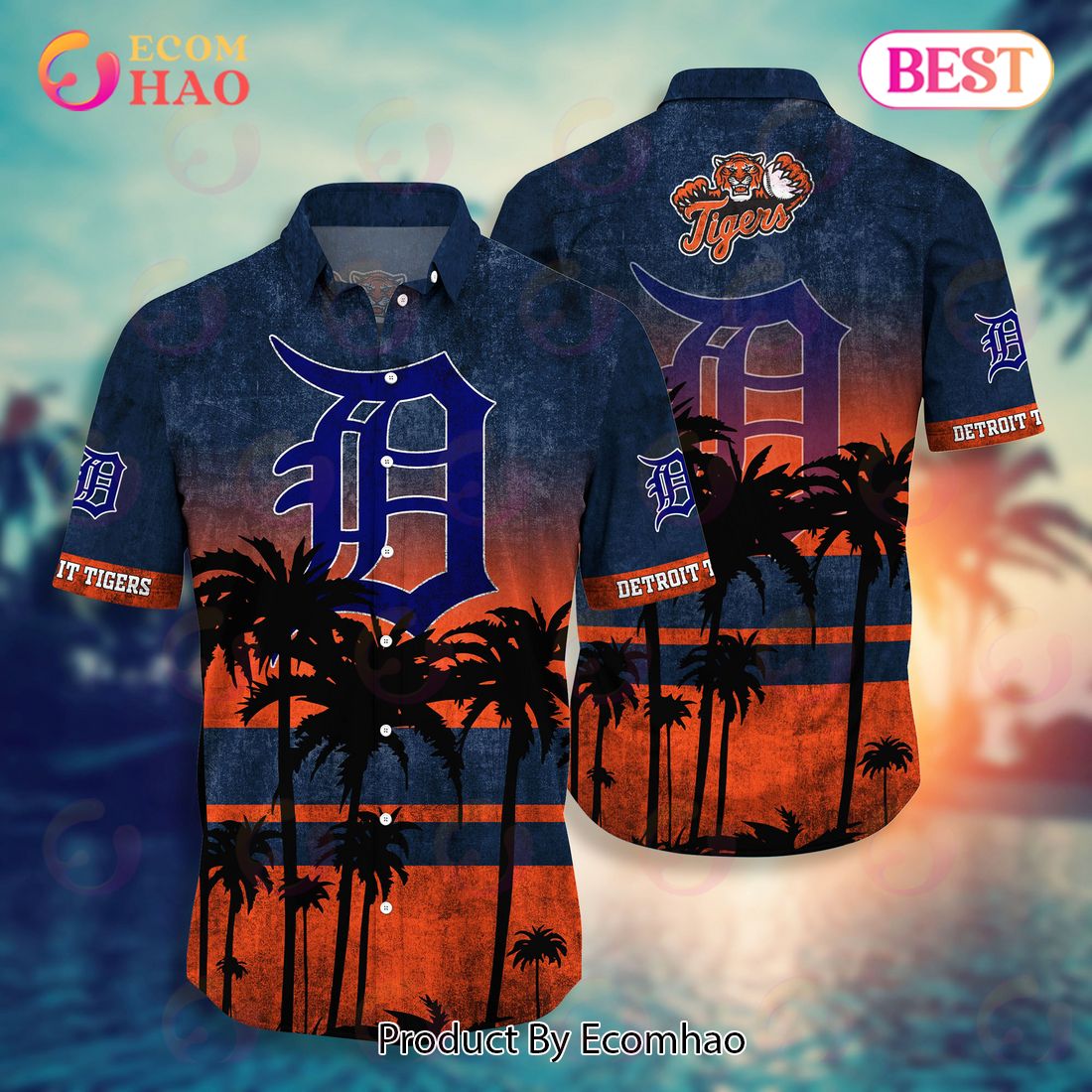 Detroit Tigers MLB Vintage Palm Tree Pattern Hawaii Shirt For Men