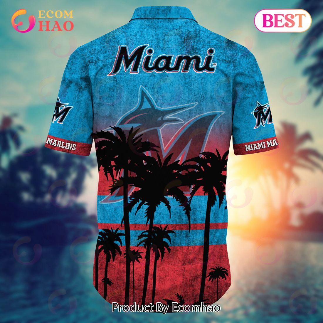 Miami Marlins MLB Vintage Palm Tree Pattern Hawaii Shirt For Men