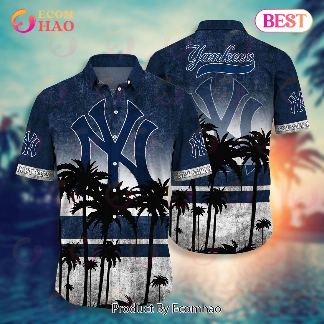 Ny Yankees Hawaiian Shirt Tropical Pattern- Hawaii Shirt- Hao in 2023