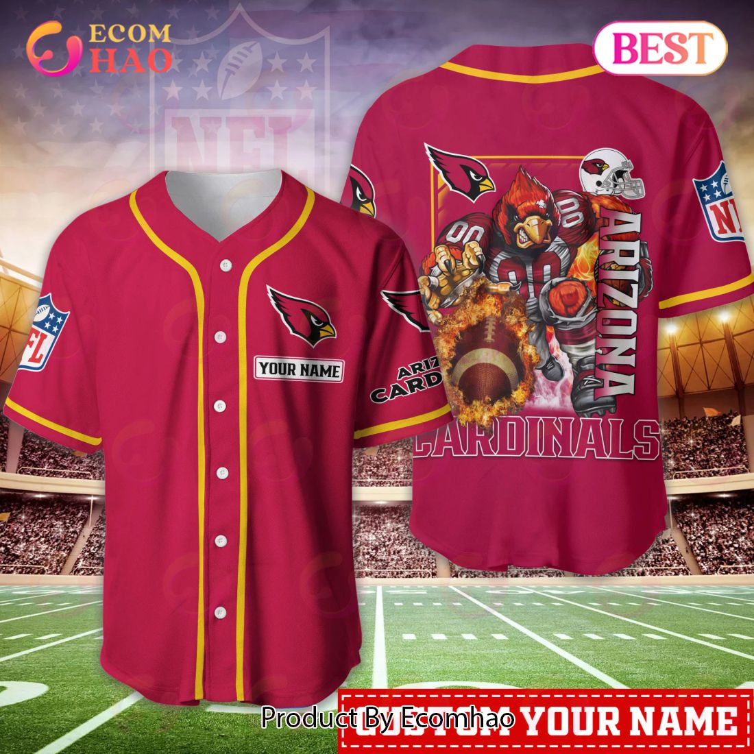 Personalized Arizona Cardinals Mascot NFL Baseball Jersey - T-shirts Low  Price