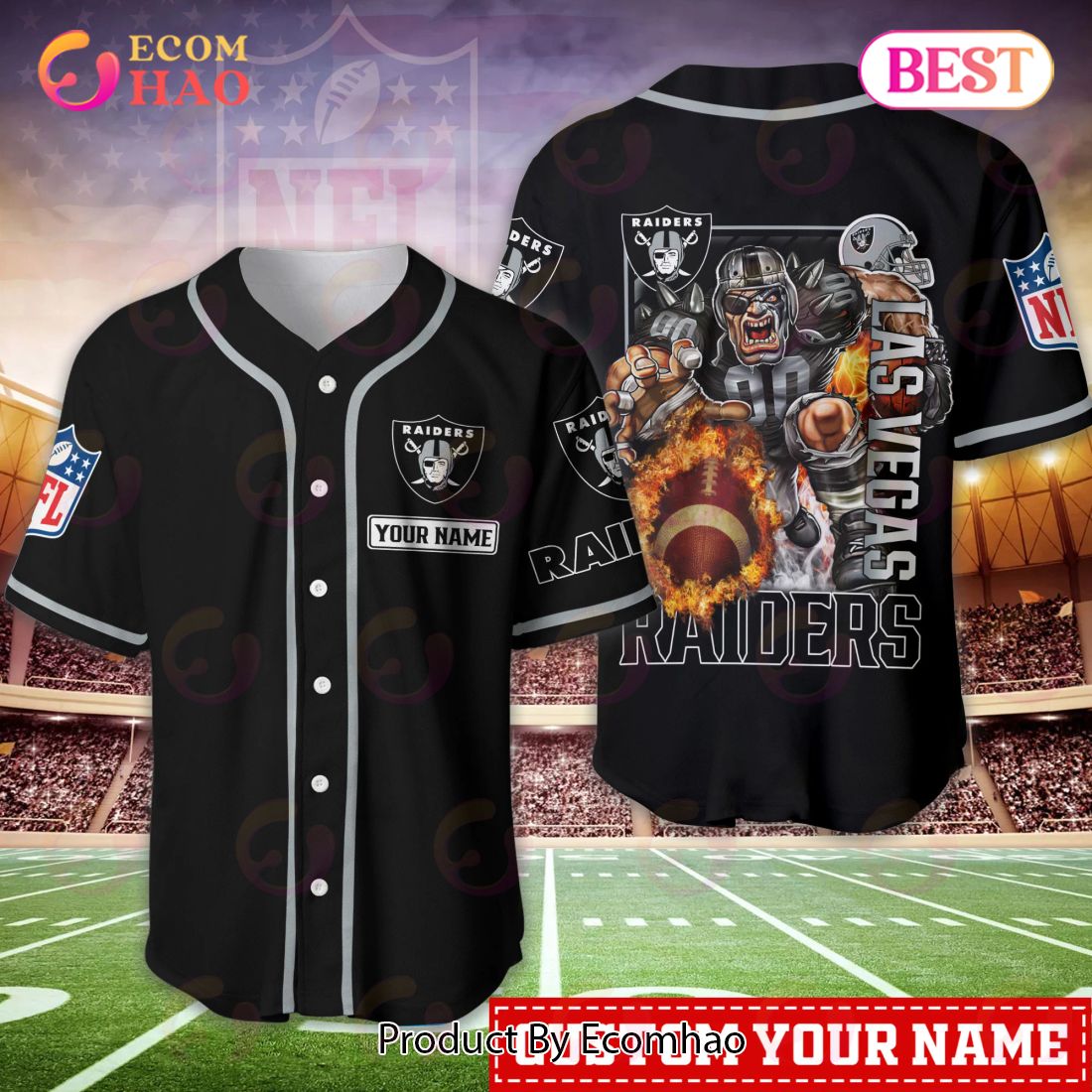 Custom Name NFL Las Vegas Raiders Personalized Hunting Camo Full Zip Puffer  Jacket - Ecomhao Store