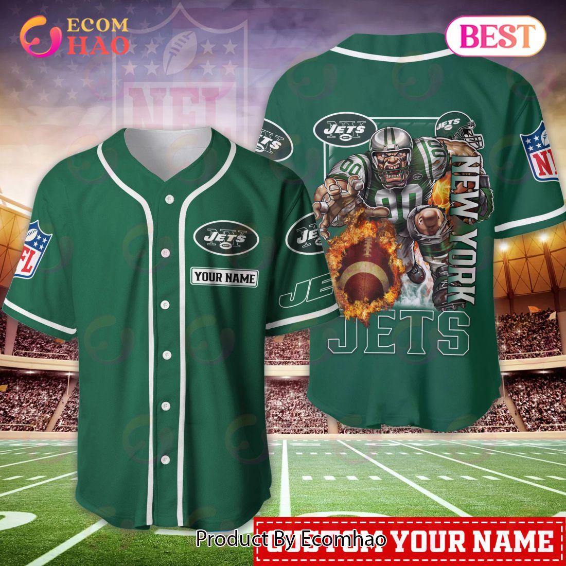 New York Jets NFL Personalized Baseball Jersey