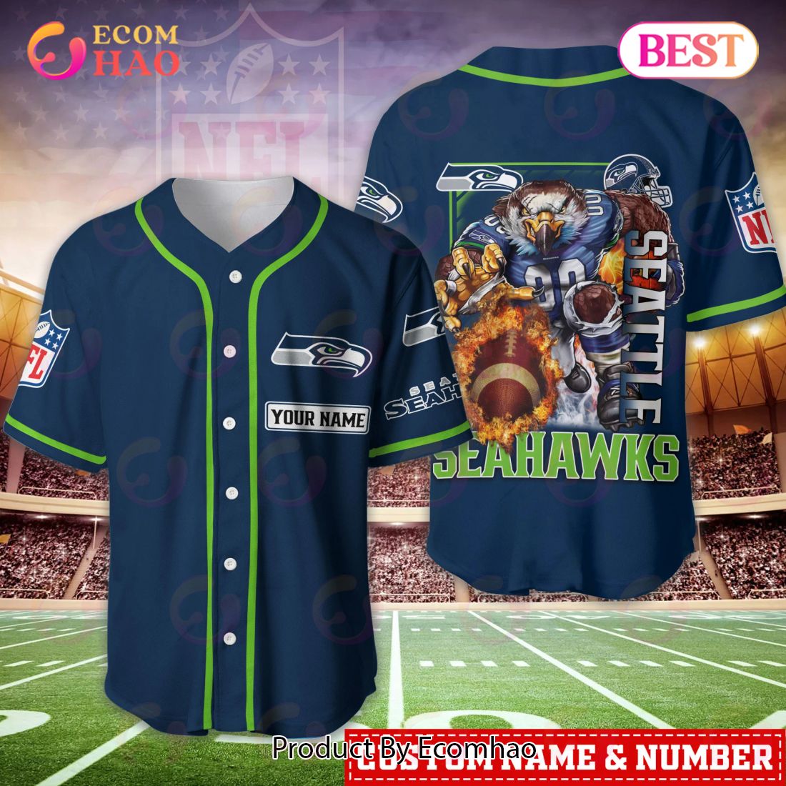 Seattle seahawks Damn Right Skull NFL Baseball Jersey Shirt Gift