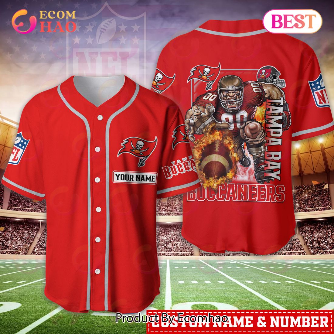 Tampa Bay Buccaneers Baseball Jersey 3D Shirts Print Skull Custom